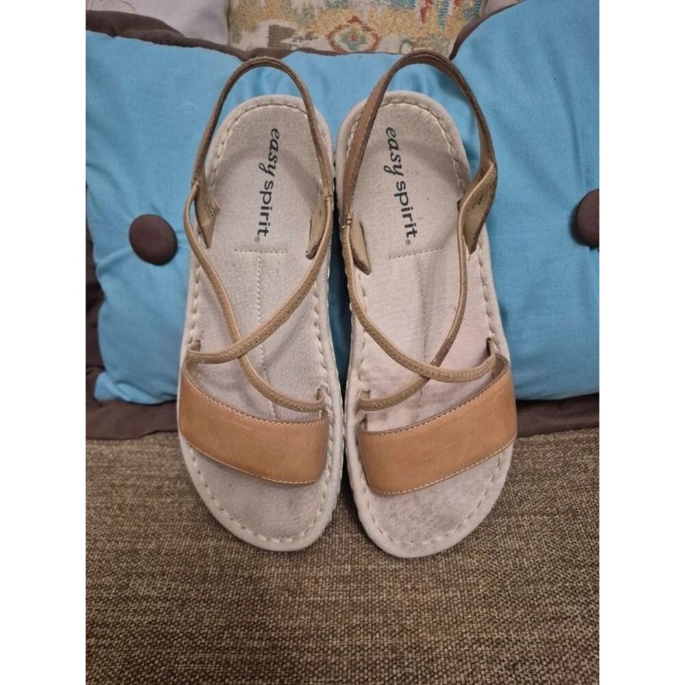 Easy Spirit Leather Strappy Slingback Sandals Neutral Tan Size 8